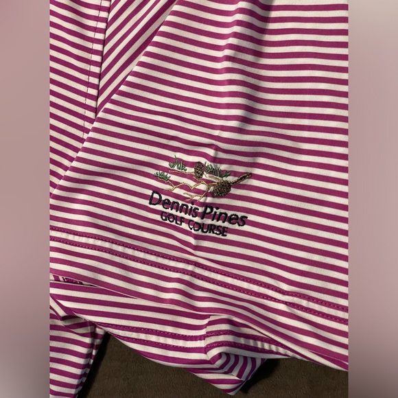 Footjoy Performance Purple Striped Short Sleeve Golf Polo Dennis Pines GC XL - Picture 3 of 7